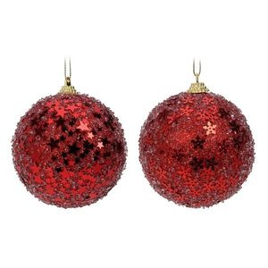 Sada 12 ks vánočních baněk BROKY 8 cm červené vyobraziť