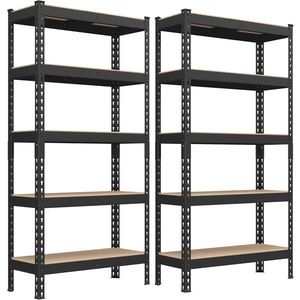 Sada 2 ks dílenských regálů Paraf 75x150 cm černá/hnědá vyobraziť