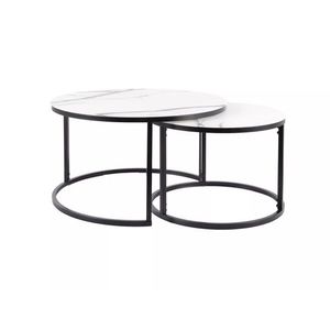 Sada 2 ks konferenčních stolků Atlanta C bílý mramor/černá vyobraziť
