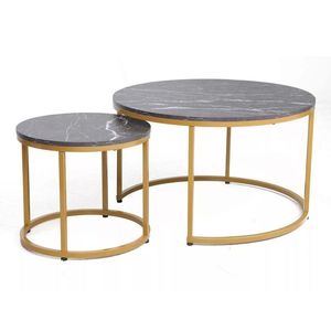 Sada 2 ks konferenčních stolků Dion černý mramor/zlatý vyobraziť