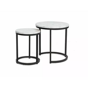 Sada 2 ks konferenčních stolků Hola bílý mramor/černá vyobraziť
