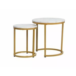 Sada 2 ks konferenčních stolků Hola bílý mramor/zlatá vyobraziť