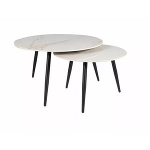 Sada 2 ks konferenčních stolků Kora B bílý mramor/černá vyobraziť