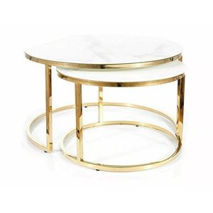Sada 2 ks konferenčních stolků Muse I bílý mramor/zlatá vyobraziť