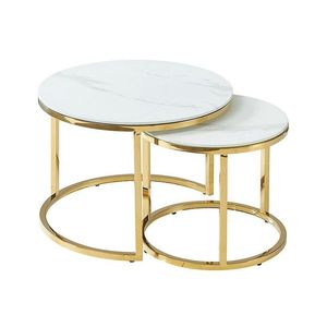 Sada 2 ks konferenčních stolků Muse II bílý mramor/zlatá vyobraziť