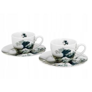 Sada 2 ks šálků s podšálkem Hokusai The Great Wave 90 ml vícebarevná vyobraziť