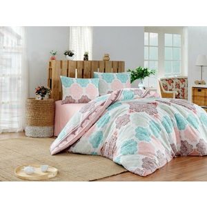 Sada 4 ks bavlněného povlečení Andalucia s prostěradlem tyrkysová/vícebarevná vyobraziť