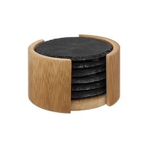 Sada 6 ks kamenného prostírání STONY černá/bambus vyobraziť