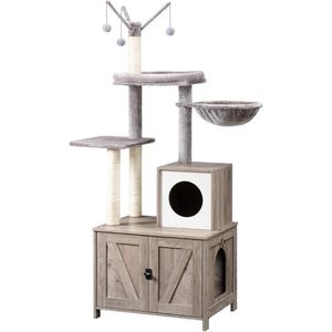 Škrabadlo pro kočky Vasagle Monta 150 cm s toaletou šedé vyobraziť