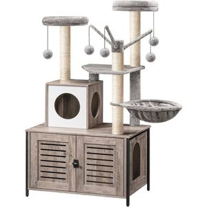 Škrabadlo pro kočky Vasagle Selly 132 cm s toaletou šedé vyobraziť
