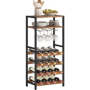 Stojan na víno Vasagle Rivet černý/hnědý vyobraziť