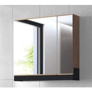 Závěsná skříňka se zrcadlem Duesa 1D 80 cm dub zlatý vyobraziť