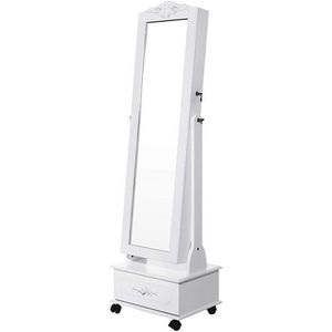 Zrkadlo so šperkovnicou Glam biely lesk vyobraziť