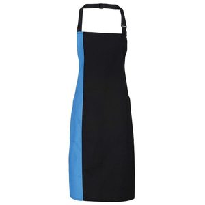 Premier Workwear Dvojfarebná kuchárska zástera s náprsenkou - Čierna / tyrkysová vyobraziť