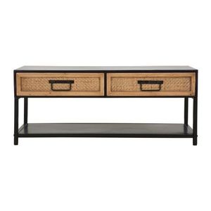 Čierny/v prírodnej farbe kovový TV stolík 95x38x38 cm Hanoi – Mauro Ferretti vyobraziť