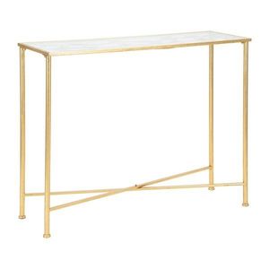 Biely/v zlatej farbe konzolový stolík so sklenenou doskou 35x100 cm Butterflies – Mauro Ferretti vyobraziť