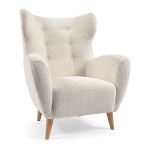 Biele kreslo z textílie buklé Patio – Kave Home vyobraziť