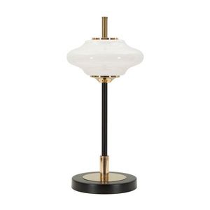 Biela/čierna stolová lampa so skleneným tienidlom (výška 46 cm) Vintage – Mauro Ferretti vyobraziť