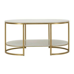Biely/v zlatej farbe konferenčný stolík s mramorovou doskou 60x90 cm Izmir – Mauro Ferretti vyobraziť