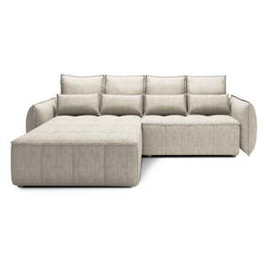 Béžová zamatová rozkladacia/s úložným priestorom rohová pohovka (ľavý roh/s leňoškou) Campo – ELTAP vyobraziť