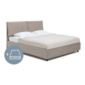 Čalúnená dvojlôžková posteľ taupe s úložným priestorom s matracom/s roštom 160x200 cm Myra Pillow – Bonami Selection vyobraziť