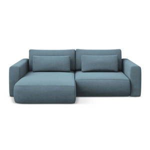 Svetlomodrá rozkladacia/s úložným priestorom rohová pohovka (ľavý roh/s leňoškou) Kapua – Makamii vyobraziť