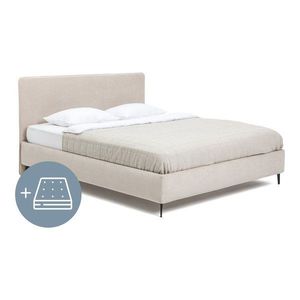 Béžová čalúnená dvojlôžková posteľ s matracom/s roštom 160x200 cm Noira Slim – Bonami Selection vyobraziť