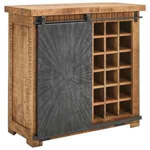 Ambia Home SKRINKA NA VÍNO, prírodná farba, čierna, 90/85/40 cm vyobraziť