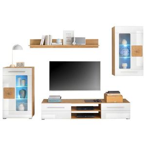 MID.YOU OBÝVACIA STENA, dub artisan, biela s vysokým leskom vyobraziť