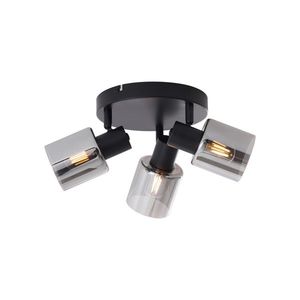 Moderné stropné svietidlo čierne s dymovým sklom okrúhle s 3 svetlami - Cilin vyobraziť