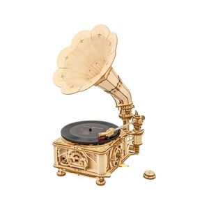 RoboTime - 3D drevenené mechanické puzzle Gramofón (elektrický pohon) LKB01D vyobraziť