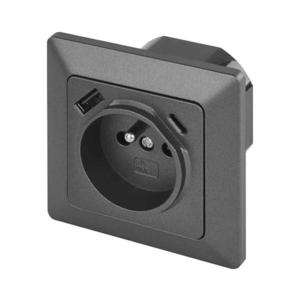 Domová zásuvka FRENCH s portami USB-A a USB-C, 250V/16A, antracit A6000.6 vyobraziť