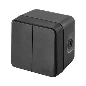 Domový dvojtlačidlový striedavý vypínač č. 6+6 IP55 antracit D730423 vyobraziť