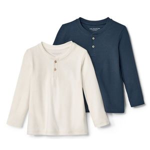 Detské košele Henley s rebrovanou štruktúrou, 2 ks vyobraziť