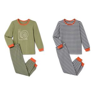 Detské pyžamo, kombinácia modrých a olivovozelených prúžkov, 2 ks vyobraziť