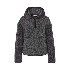 Mikina z kožušinového plyšu, celoplošná leopardia potlač, antracitová vyobraziť