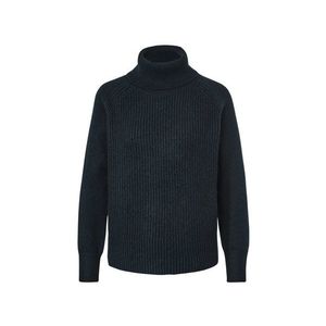 Pulóver z hrubej pleteniny s rolákovým golierom, tmavomodrý vyobraziť