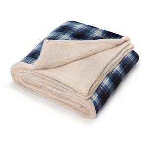Plyšová károvaná obojstranná deka, modrá vyobraziť