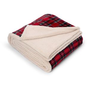 Plyšová károvaná obojstranná deka, červená vyobraziť