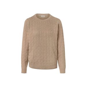 Pletený pulóver s vrkočovým vzorom, krémový s melírom vyobraziť