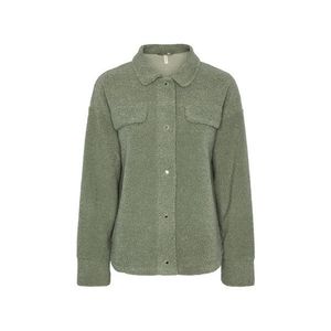 Plyšová bunda v štýle košele, šalviovozelená vyobraziť