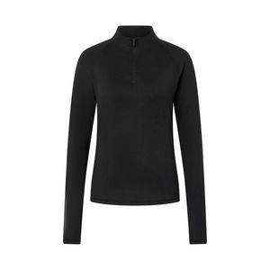 Športové tričko s polovičným zipsom, čierne vyobraziť