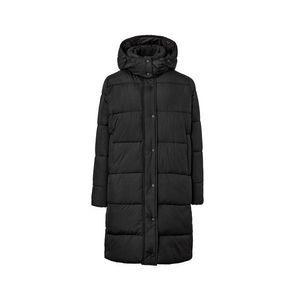 Prešívaný kabát s kapucňou, čierny vyobraziť