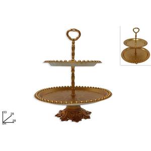 MAKRO - Etažérka 2 poschodová zlatá vyobraziť