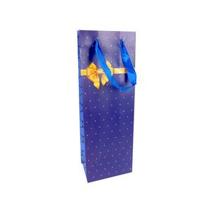 MAKRO - Taška darčeková 12, 8x36x8, 4cm, modrá so zlatou stuhou vyobraziť