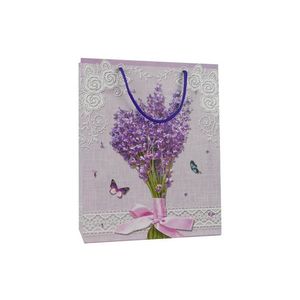 MAKRO - Taška darčeková 26x32x10cm, levanduľa kytica vyobraziť