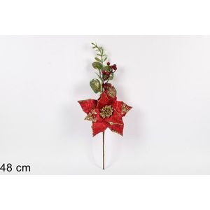 MAKRO - Vetvička / zápich vianočná 48cm, červeno – zlaté prevedenie vyobraziť