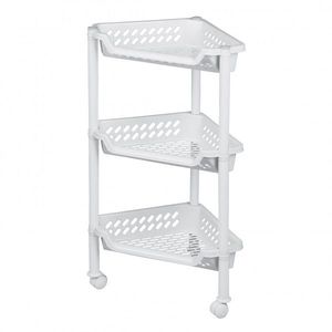 PLAST TEAM - Polička rohová na kolieskach 3poschodová biela vyobraziť