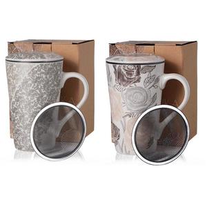 VERONI - Hrnček s čajítkom 400ml ANIKA rôzne dekory vyobraziť