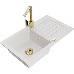 MEXEN/S MEXEN/S - Pablo granitový drez 1-miska s odkvapkávačom vrátane batérie Rita, biela 6510-20-670300-50 vyobraziť